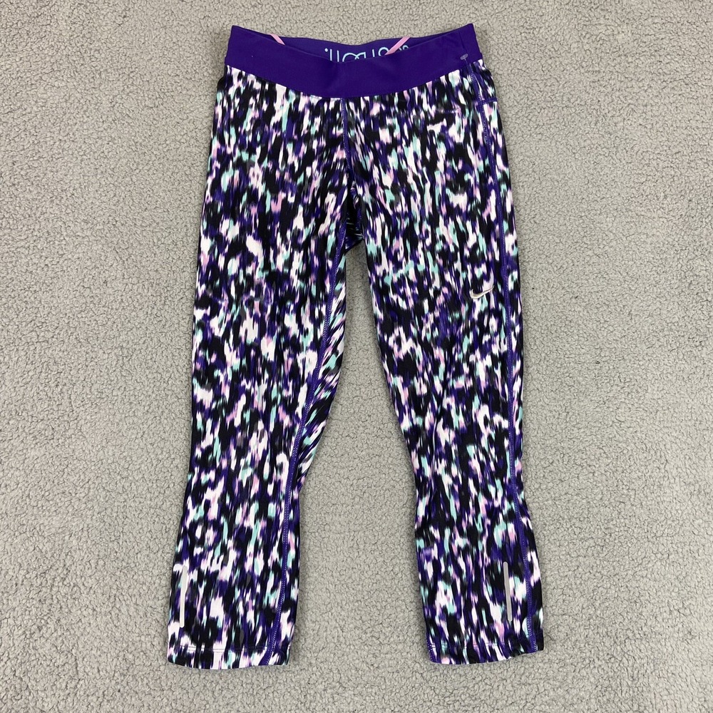 Nike Dri-Fit Crop Leggings Tight Geo Print Women's S 744773 582 Purple